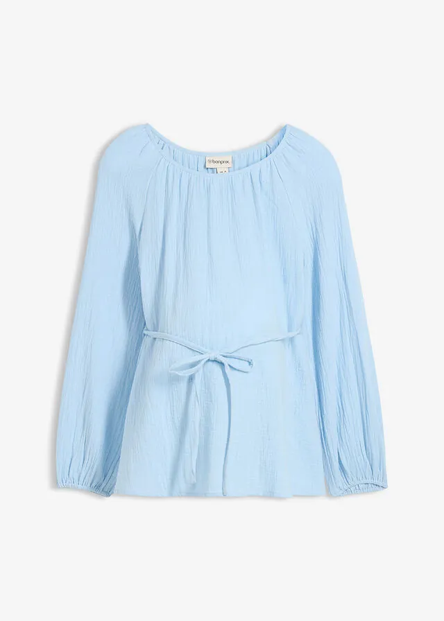 Blusa premamá de muselina pura de algodón