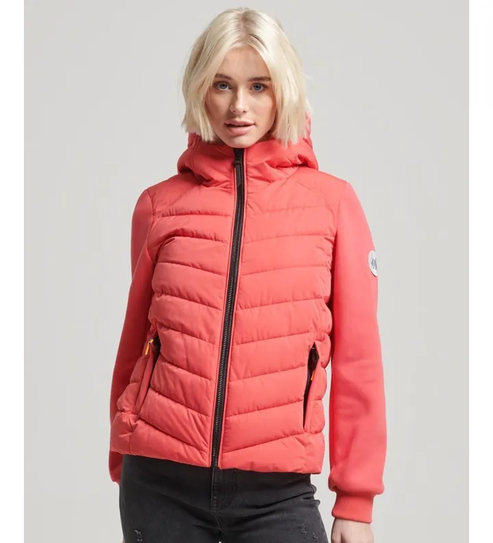 Superdry para mujer. W2011906A Chaqueta Híbrida Acolchada rosa (XS), Casual, Poliéster