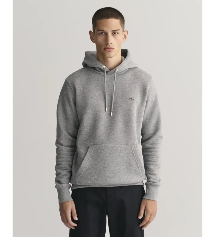 Gant para hombre. 2007058 Sudadera con capucha escudo gris (3XL), Casual, Algodón, Manga larga