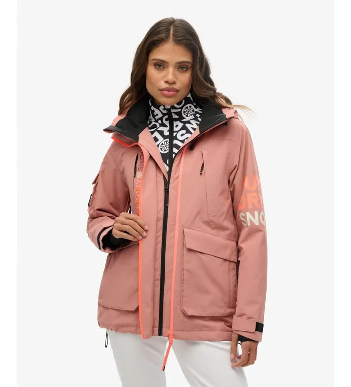 Superdry para mujer. WS110165A Chaqueta Ski Ultimate Rescue rosa (L), Casual, Poliéster Reciclado, Sostenible