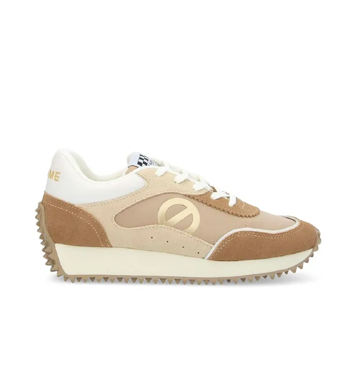 NO NAME para mujer. LNIASC0 Zapatillas de piel Punky jogger con materiales sostenibles y suela dentada marrón (36), Plano, Cordones, Casual