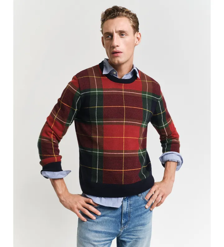 Gant para hombre. 8030223 Jersey Checked rojo (L), Casual, Lana