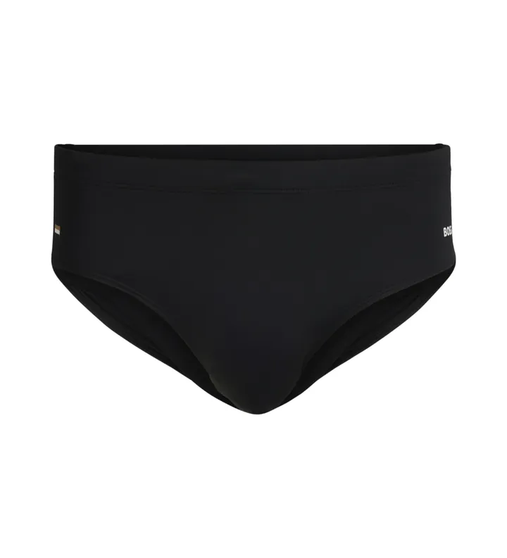 BOSS para hombre. 50515714 Bañador slip de punto negro (L), Beachwear, Poliamida, Sostenible