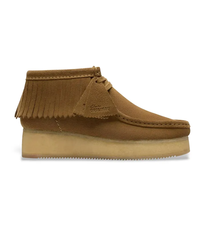 Clarks para mujer. 26182855 Botines de ante Wallabee Wedge Fringe marrón (37), 3 a 5cm, Cordones, Casual