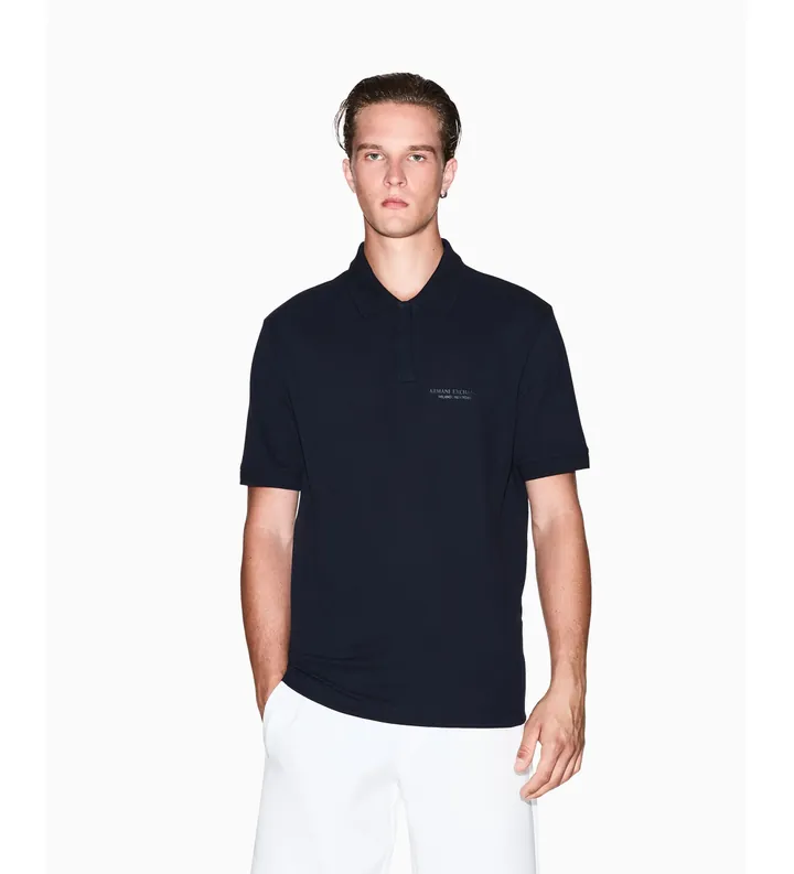 A|X Armani Exchange para hombre. XM001286AF10366UB101 Polo Regular con Logo marino (L), Casual, Algodón, Manga corta