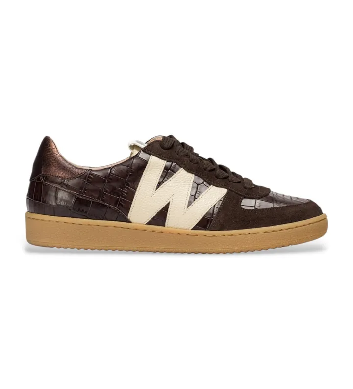 Wonders para mujer. AP-2002 Zapatillas Nubia 02 marrón (36), Piel, Plano, 1 a 3cm, Cordones, Casual