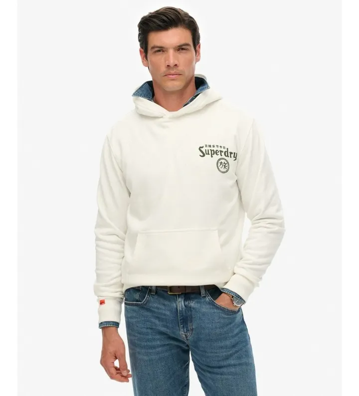 Superdry para hombre. M2014390A Sudadera Tokyo Narrative blanco (L), Casual, Algodón