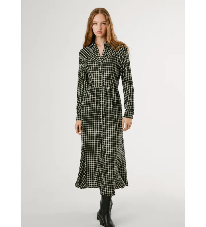 Pepe Jeans para mujer. PL9537697 Vestido Naiara negro (M), Casual, Viscosa, Manga larga