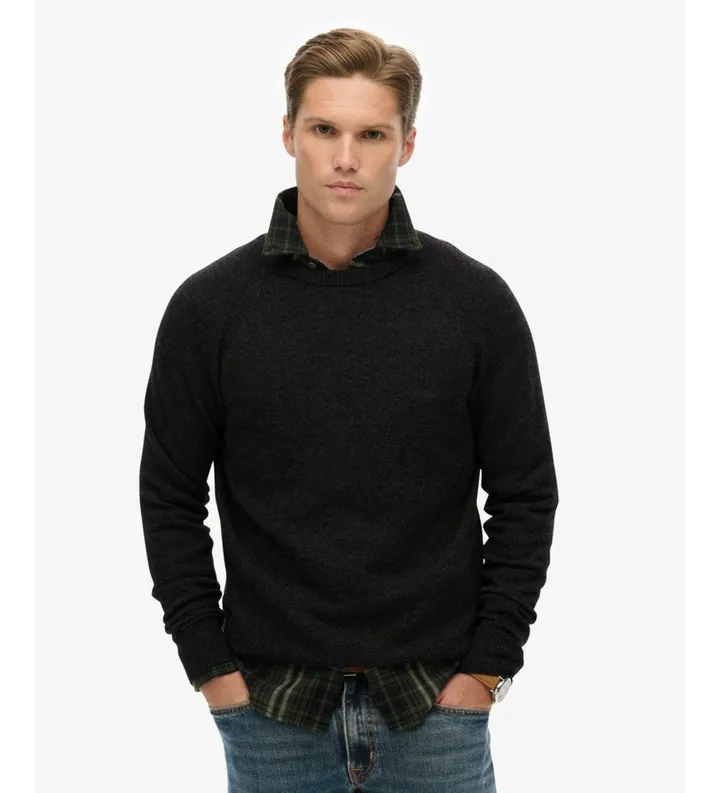 Superdry para hombre. M6110689A Jersey Blend de Lana negro (L), Casual