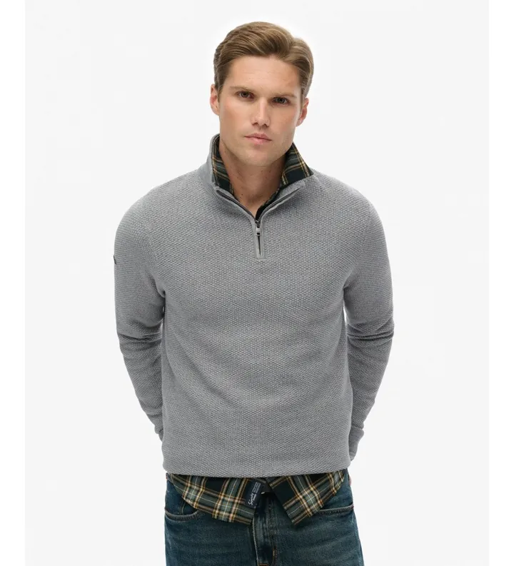 Superdry para hombre. M6110682A Jersey Texture gris (L), Casual, Algodón