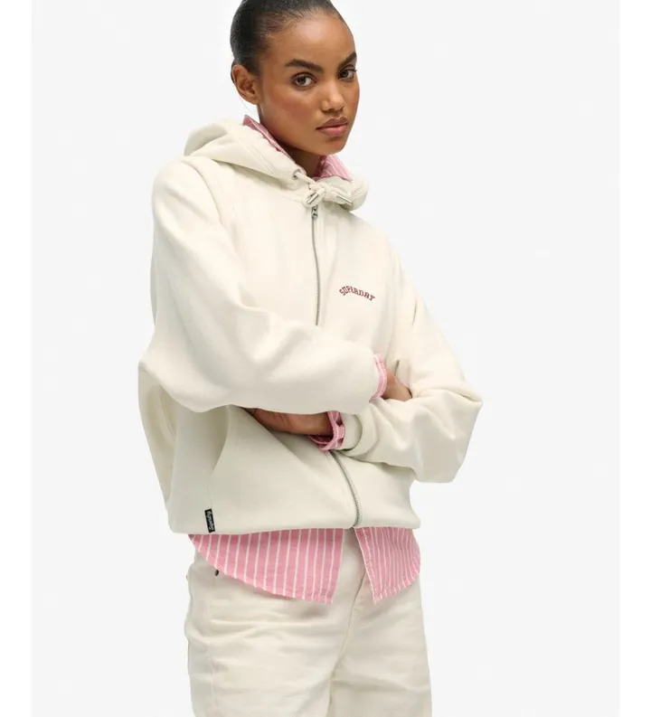 Superdry para mujer. W2012689A Sudadera Essential Logo blanco (L), Casual, Algodón