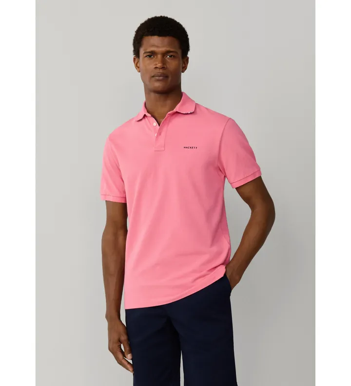 Hackett London para hombre. HM5600146 Polo con Ribete playero fit clásico rosa (M), Casual, Algodón, Manga corta