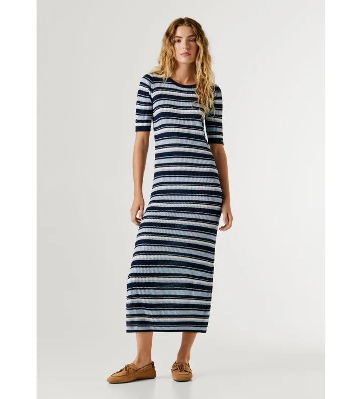Pepe Jeans para mujer. PL9537810 Vestido Kimmi azul (L), Casual, Viscosa, Manga corta