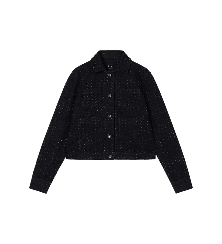 A|X Armani Exchange para mujer. XW001820AF18855MC329 Chaqueta Blouson negra (L), Negro, Casual, Algodón