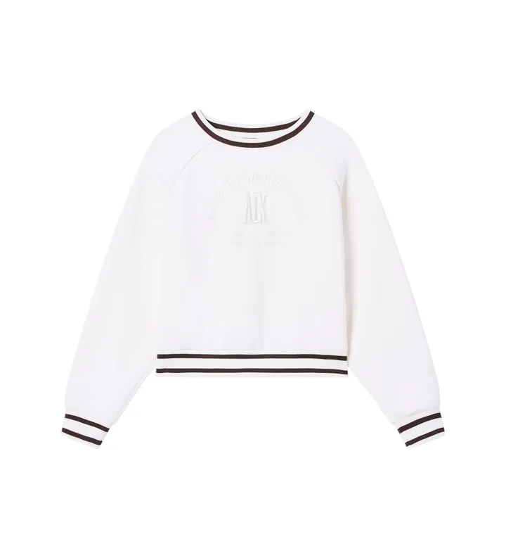 A|X Armani Exchange para mujer. XW002072AF10804U1003 Sudadera Crew-neck blanco (L), Casual, NovaShell (+8000), Modal, Elastano