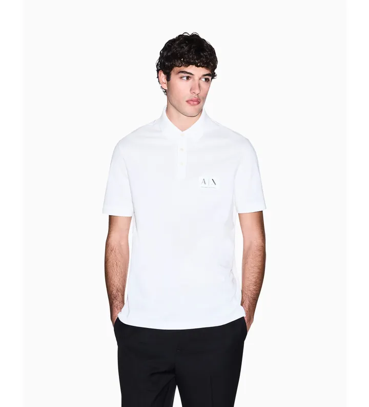 A|X Armani Exchange para hombre. XM002231AF10366U0009 Polo de algodón blanco (L), Casual, Manga corta