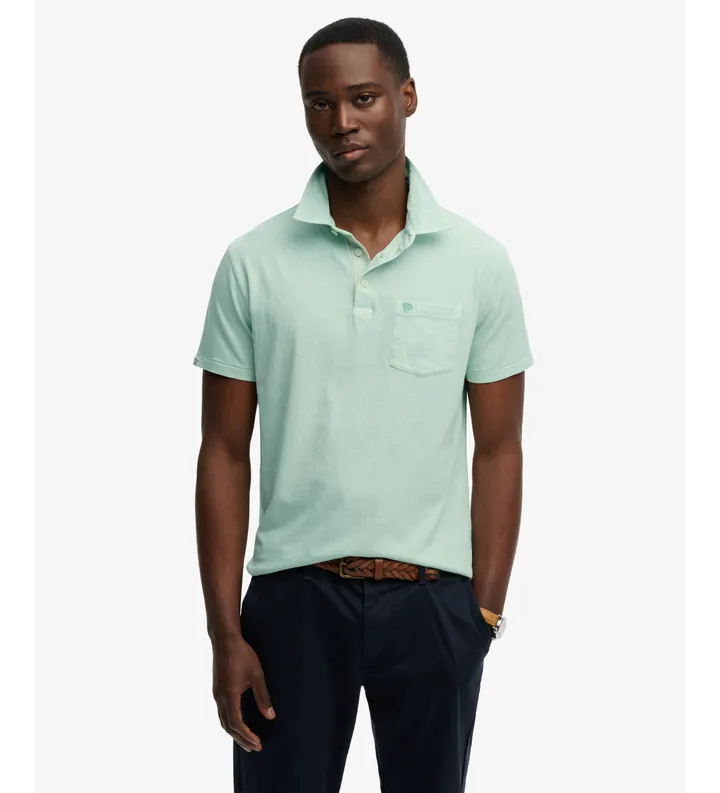 Superdry para hombre. M1110486A Polo Classic Cotton Linen verde claro (3XL), Casual, Algodón, Manga corta