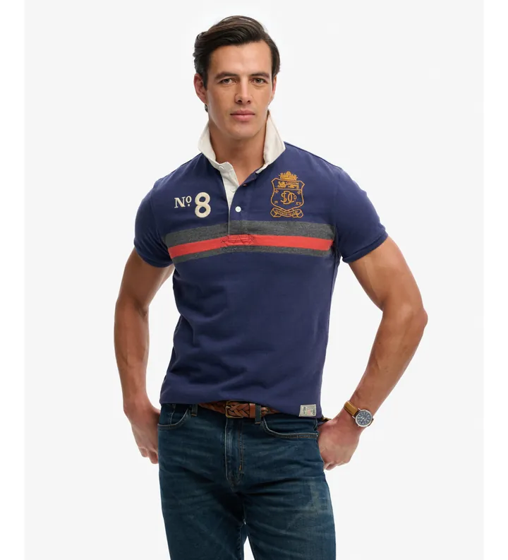 Superdry para hombre. M1110484A Polo Double Emblem marino (L), Casual, Algodón, Manga corta