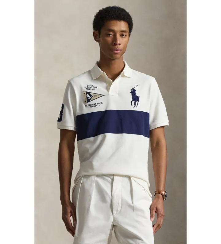 Polo Ralph Lauren para hombre. 710B21925001 Polo Custom Slim Fit con Big Pony blanco (L), Casual, Algodón, Manga corta