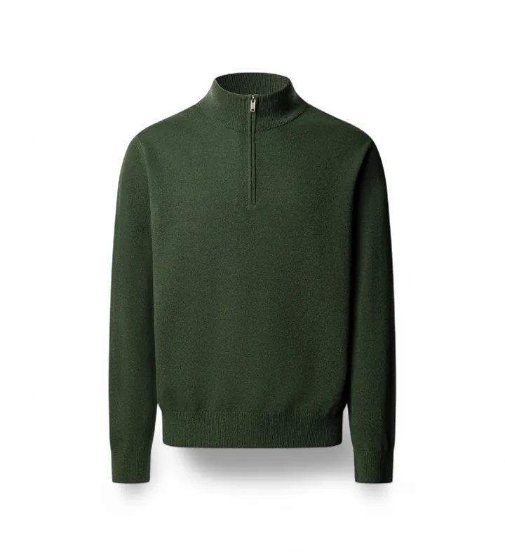 Hackett London para hombre. HM7000243 Jersey con cremallera Merino Cash Mix Hzip verde (L), Casual, Lana, Clásico, Manga larga