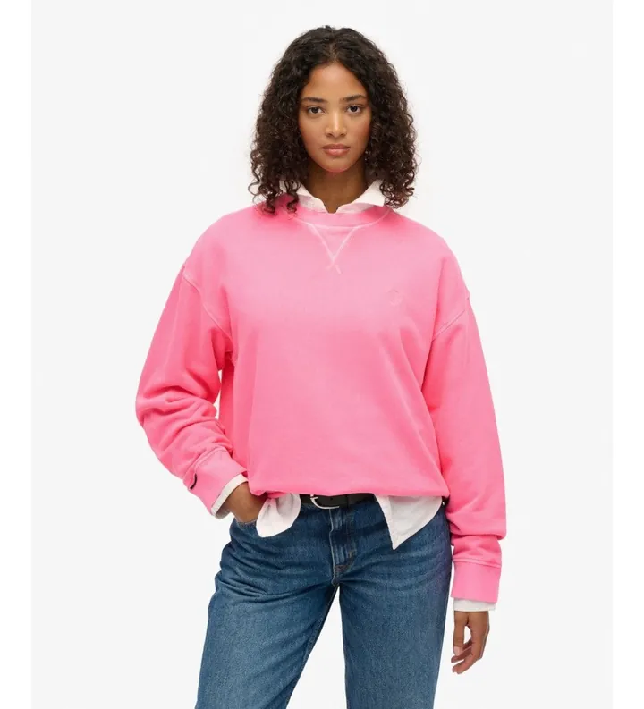 Superdry para mujer. W2012546A Sudadera Studios rosa flúor (M), Casual, Algodón