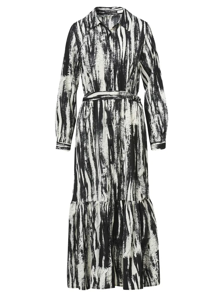KOROSHI Vestido camisero negro / blanco