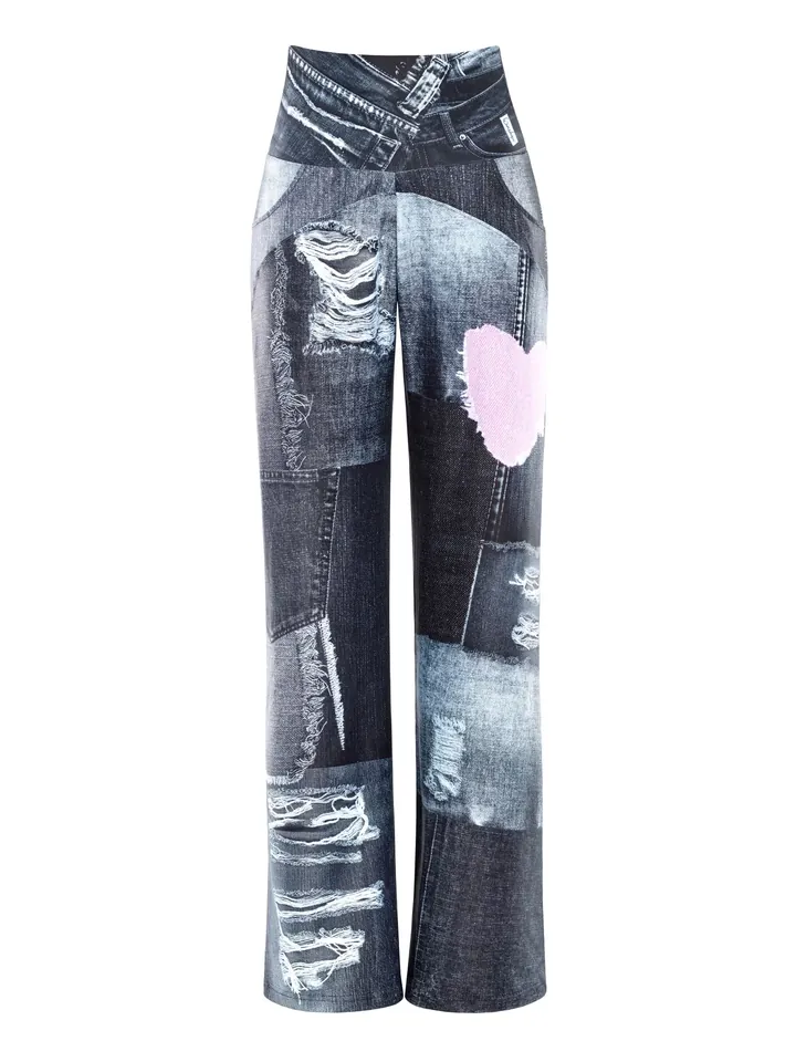 Winshape Pantalón 'CUL105C' gris denim / gris oscuro / rosa