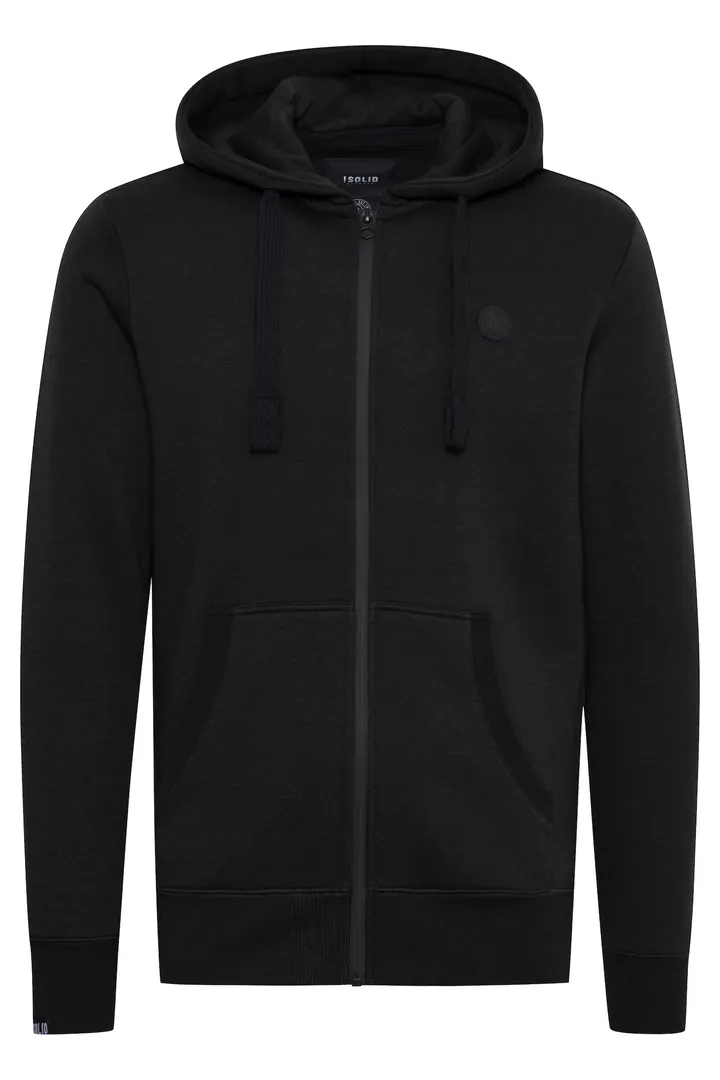 !Solid Sudadera con cremallera 'BENE ZIP'  negro