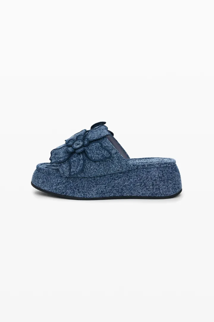 Desigual, Sandalia plataforma denim, Mujer, Algodon, Azul, 36
