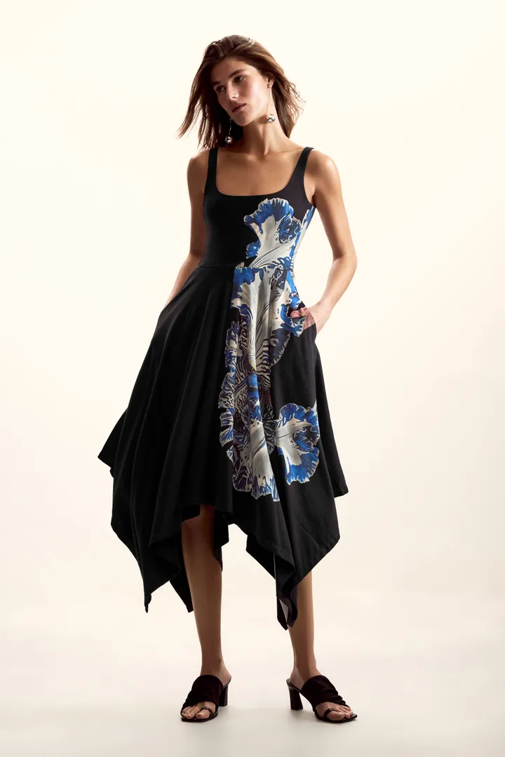 Desigual, Vestido diseñado por Mr. Christian Lacroix, Mujer, Algodon, Negro, L