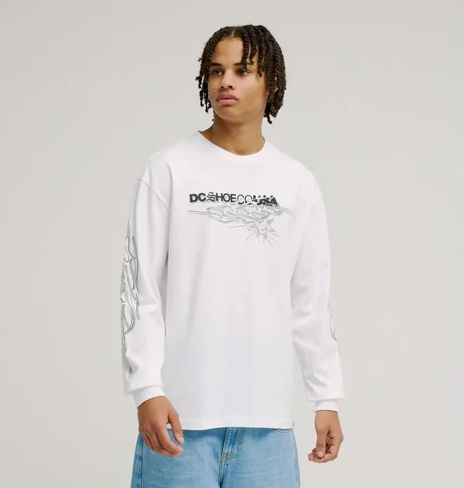 DC Side Flame - Camiseta de manga larga Blanco Hombre