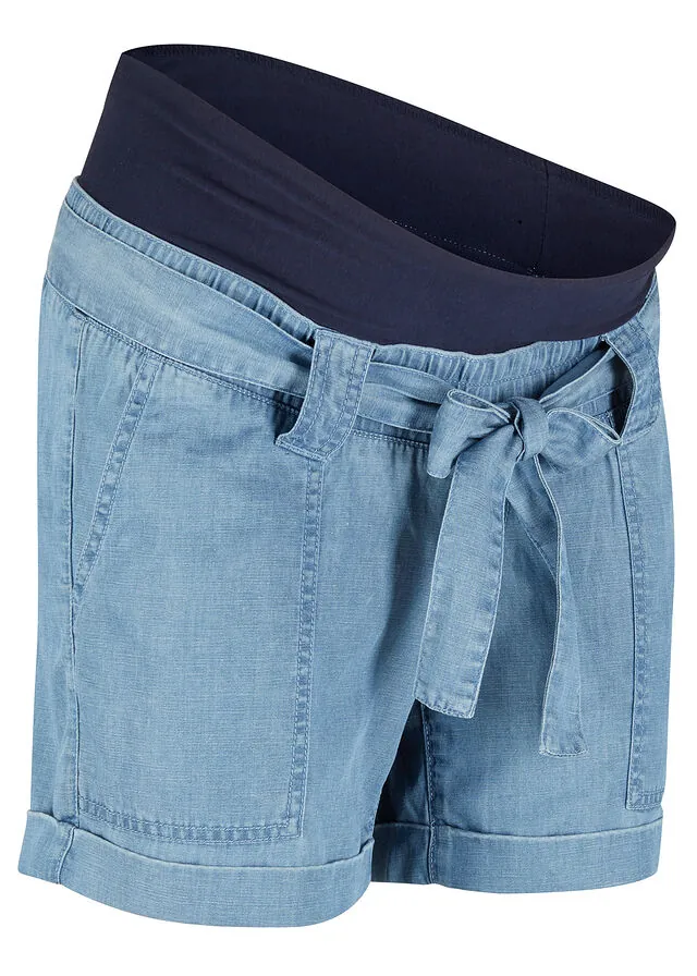 Pantalón corto premamá con lyocell y lino