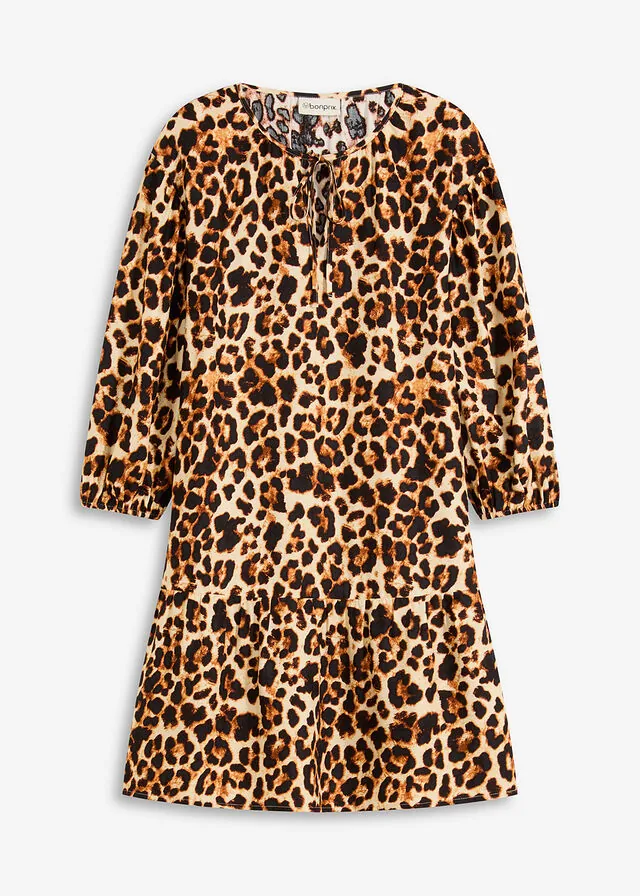 Vestido estampado tipo túnica de crepé estructurado