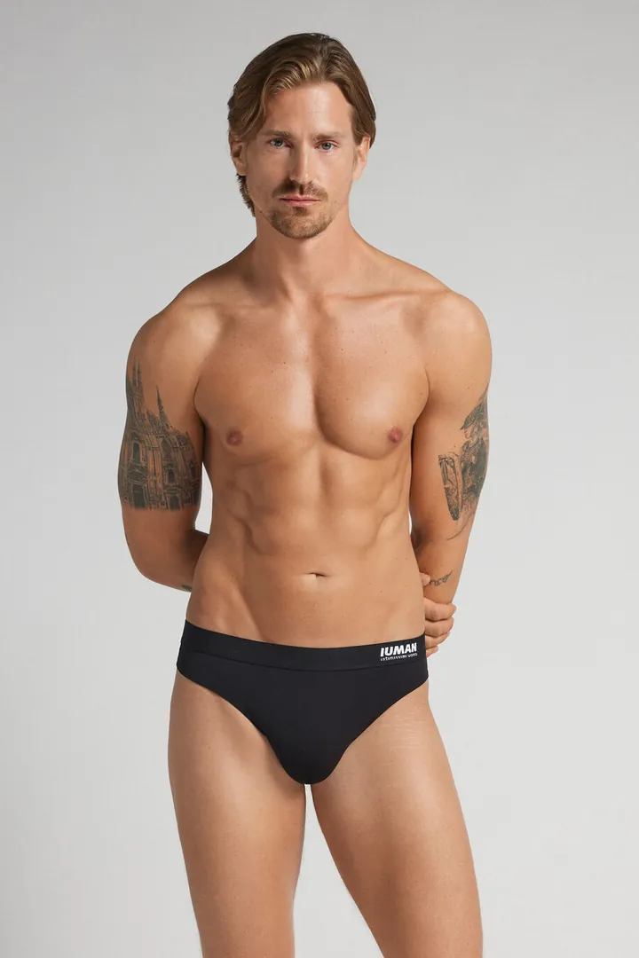 Intimissimi Tanga de Microfibra con Logotipo Hombre Gris Claro Tamaño 38