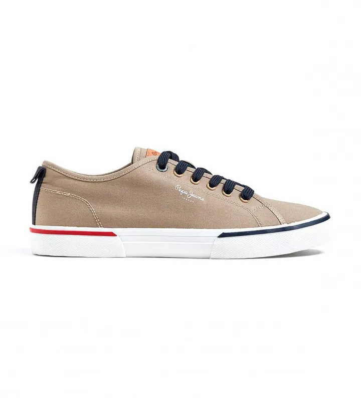 Pepe Jeans para hombre. PMS30811 Zapatillas Retro Kenton marrón (44), Tela, Plano, Cordones, Casual, Sostenible