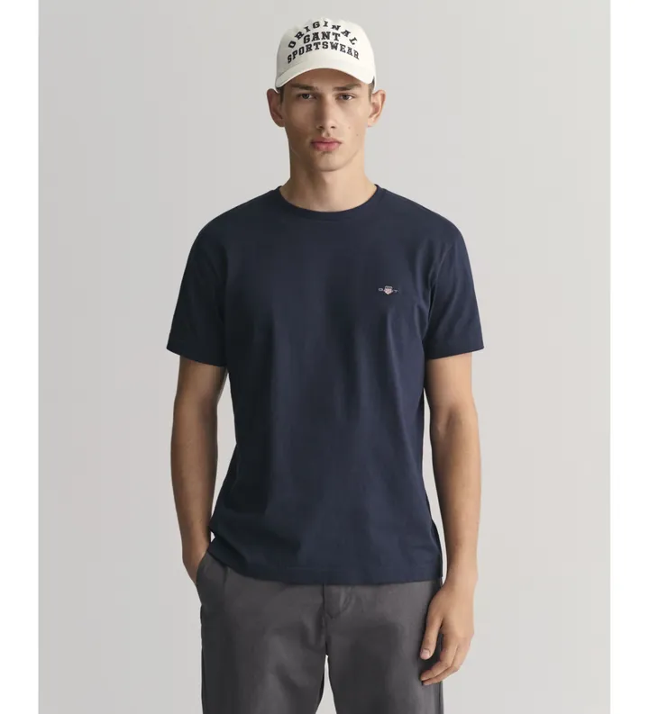 Gant para hombre. 2003185 Camiseta Slim Fit Shield marino (5XL), Casual, Algodón, Manga corta