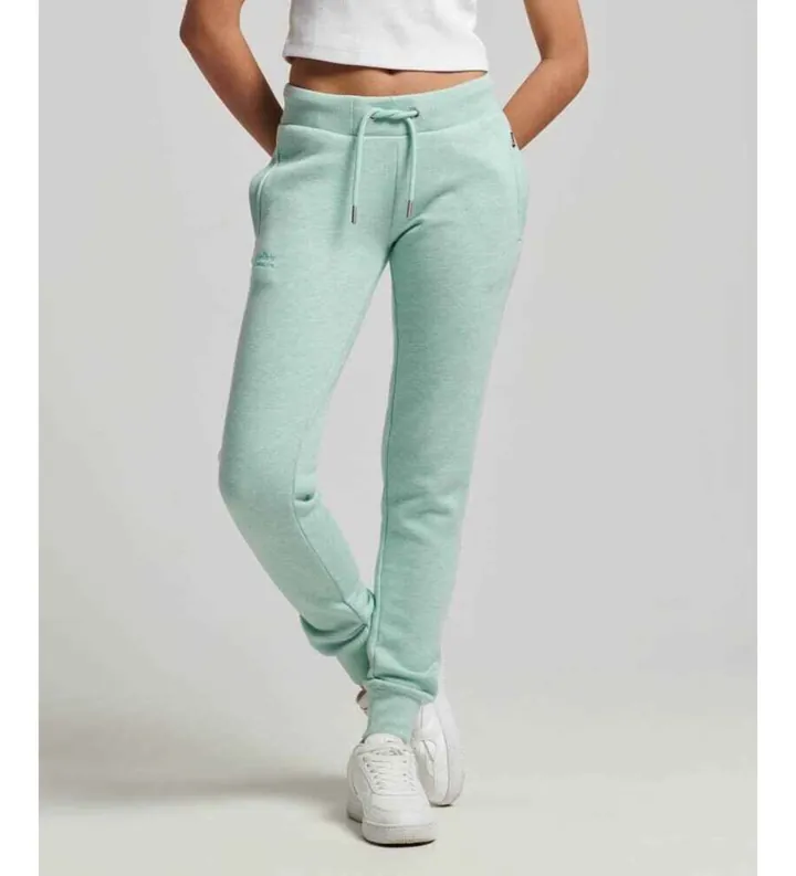 Superdry para mujer. W7010941A Pantalón jogger con logotipo Essential verde (36), Casual, Deportivo, Algodón, Sostenible