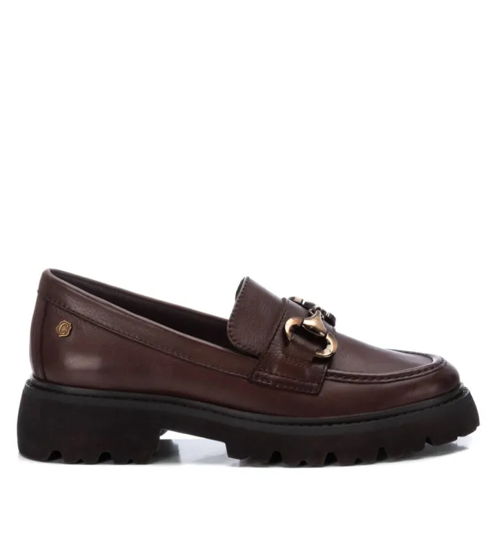 Carmela para mujer. 16187202-MARRON Mocasines de piel 161872 marrón (37), Plano, Ninguno, Casual