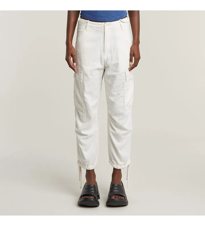 G-Star para mujer. D26144-D454-G377 Pantalón cargo Cropped blanco (24), Casual, Algodón Orgánico, Sostenible