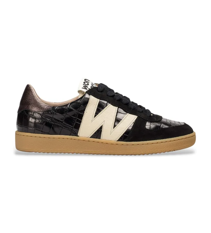 Wonders para mujer. AP-2002 Zapatillas Nubia 02 negro (36), Plano, Cordones, Casual