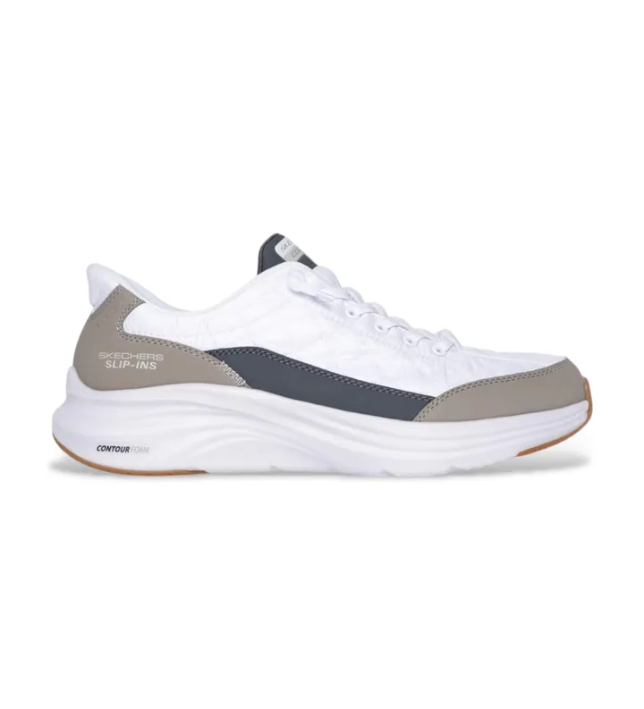 Skechers para hombre. 232619 Zapatillas Slip-ins Contour Foam Cozy Fit blanco (40), Tela, Plano, Cordones, Casual