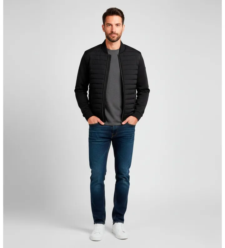 Michael Kors para hombre. MC62244 Abrigo Thurso Mixedmedia Dressy azul (S), Casual, Nylon