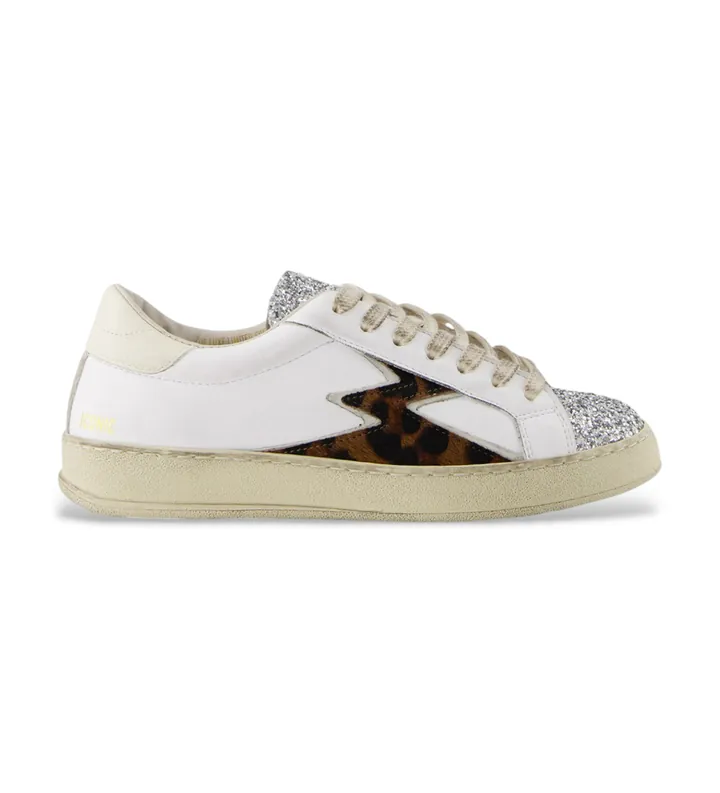 MOA Concept para mujer. IC134 Zapatillas de Piel Iconic blanco (36), Plano, Cordones, Casual