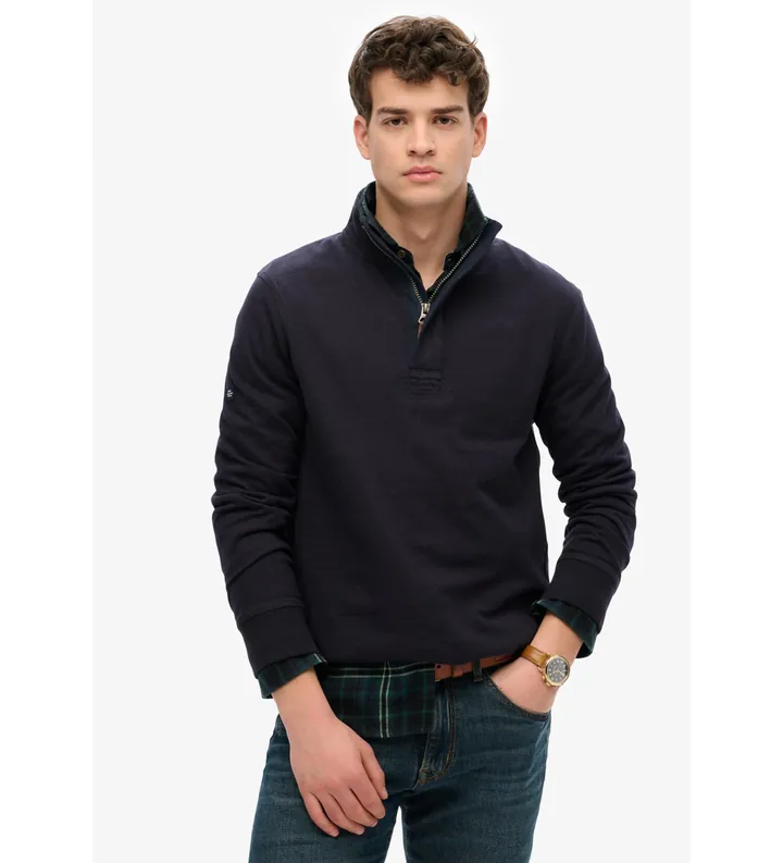 Superdry para hombre. M2014057A Jersey Classic Half marino (L), Casual, Algodón