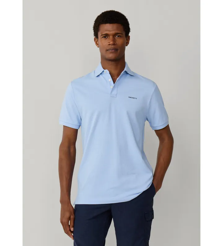 Hackett London para hombre. HM5600146 Polo con Ribete playero fit clásico azul (M), Casual, Algodón, Manga corta