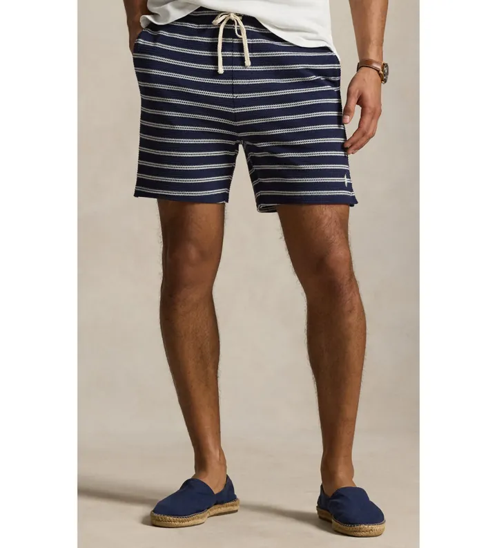 Polo Ralph Lauren para hombre. 710B14506002 Pantalón corto de punto y pointelle marino (S), Casual, Algodón