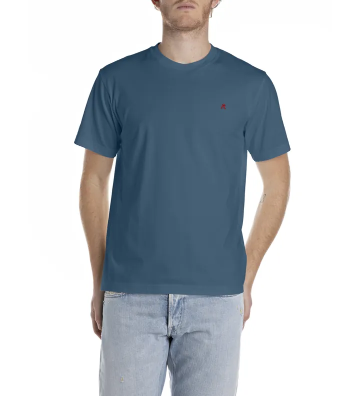 Replay para hombre. M3015.000.2660 Camiseta con R Bordada azul (L), Casual, Algodón, Manga corta