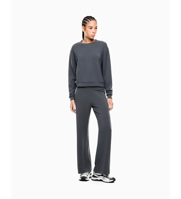 EA7 para mujer. 7W000975_AF24375 Chándal en mezcla de modal elástico gris (L), Deportivo, Poliéster, Manga larga