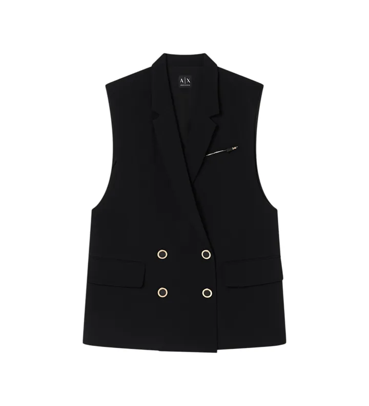 A|X Armani Exchange para mujer. XW001823AF16125UC001 Chaleco Waist negro (L), Casual, Clásico, Poliéster, Sin mangas / Tirantes