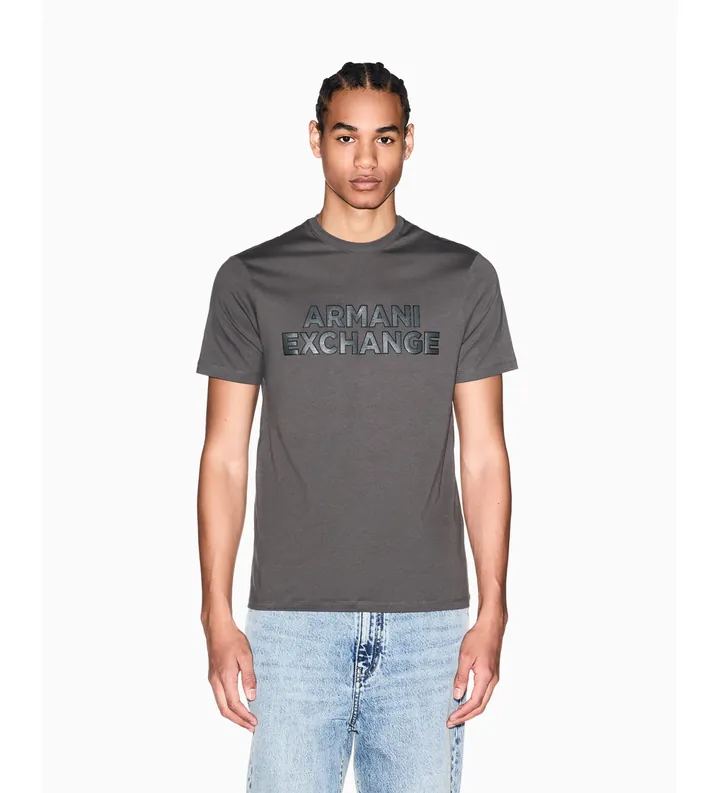 A|X Armani Exchange para hombre. XM002413AF10361U8144 Camiseta Slim Macro gris (L), Casual, Algodón, Manga corta